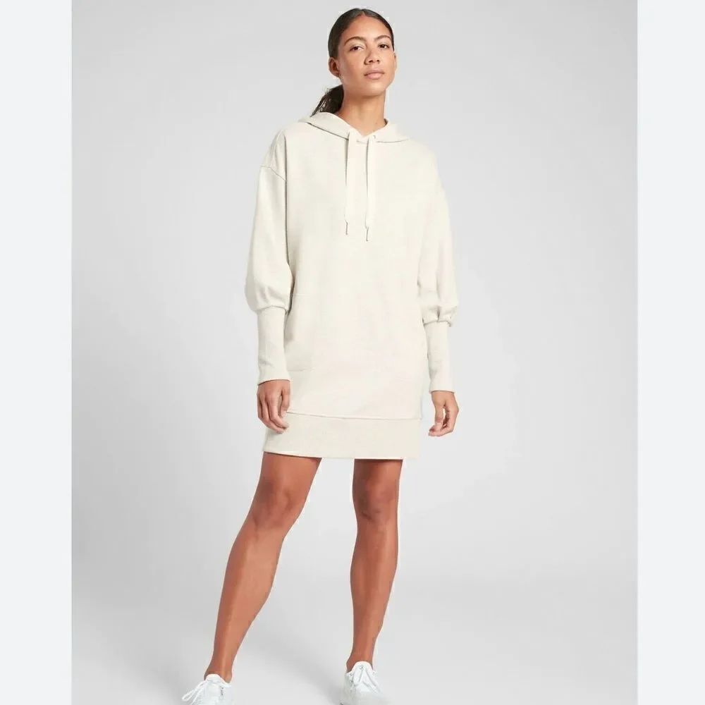 NWOT Athleta Mala Hoodie Dress Light Oatmeal Heather Small TALL